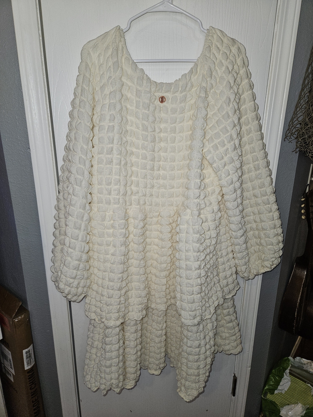 Simply Southern Cream Textured Tiered Midi Dress - Picture 4 of 6